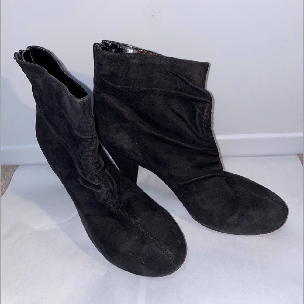 Black Suede-like Heels Dress Ankle Booties